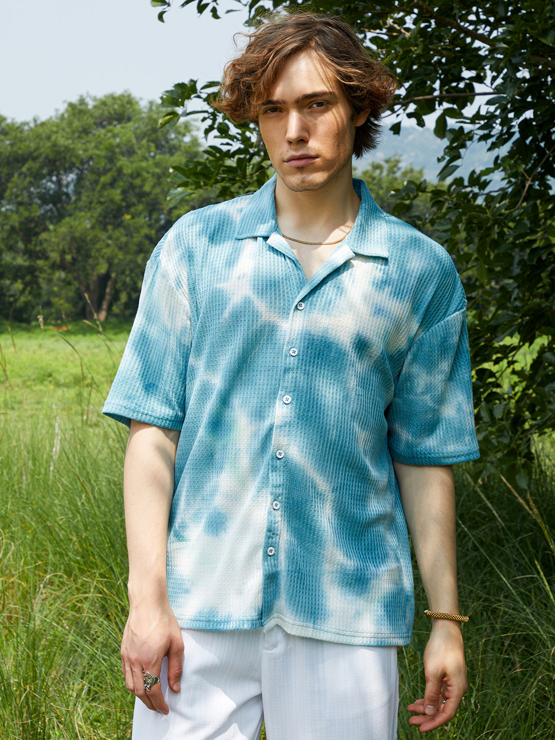 Tie-Dye Waffle Oversized Shirt