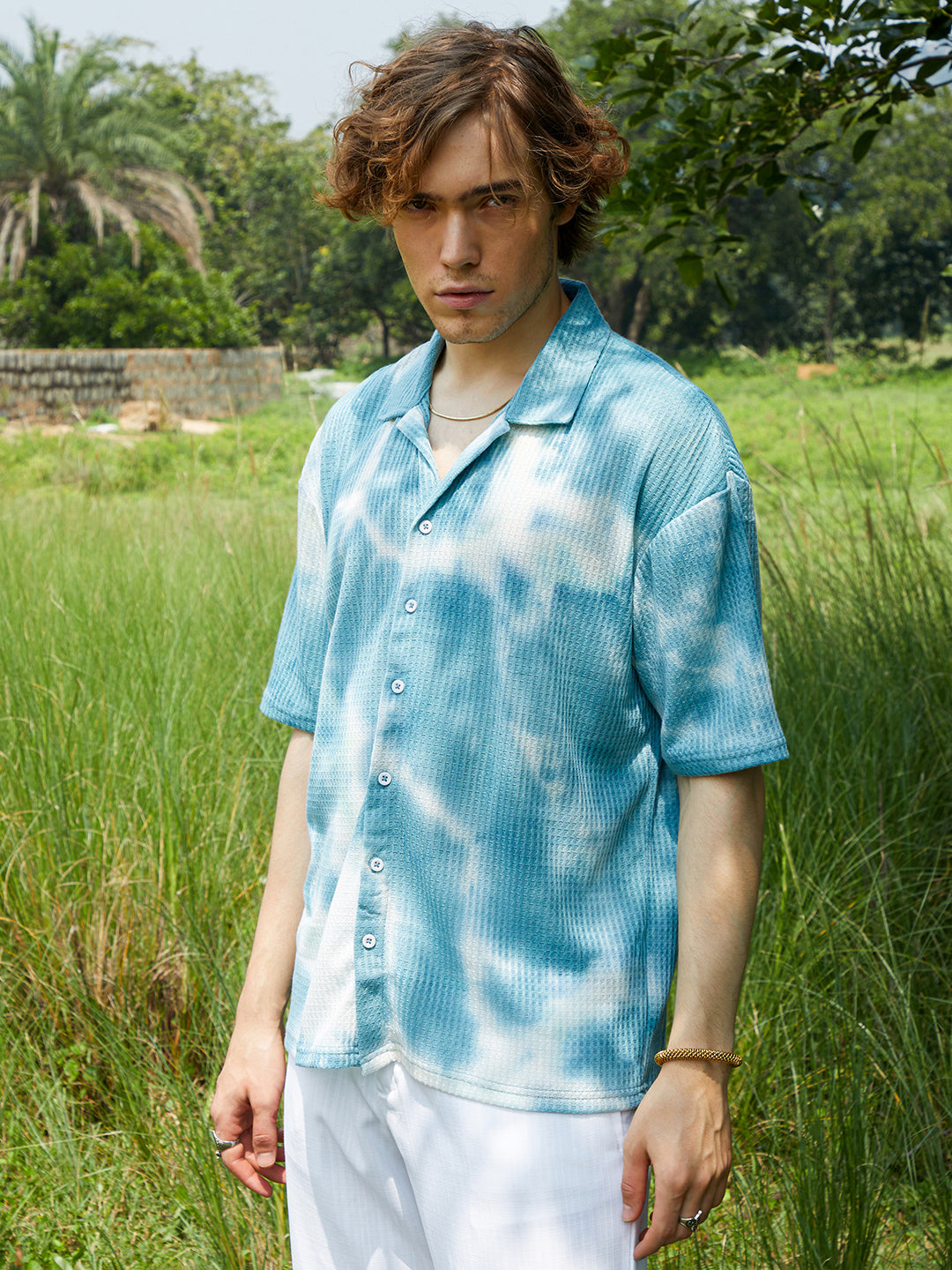 Tie-Dye Waffle Oversized Shirt