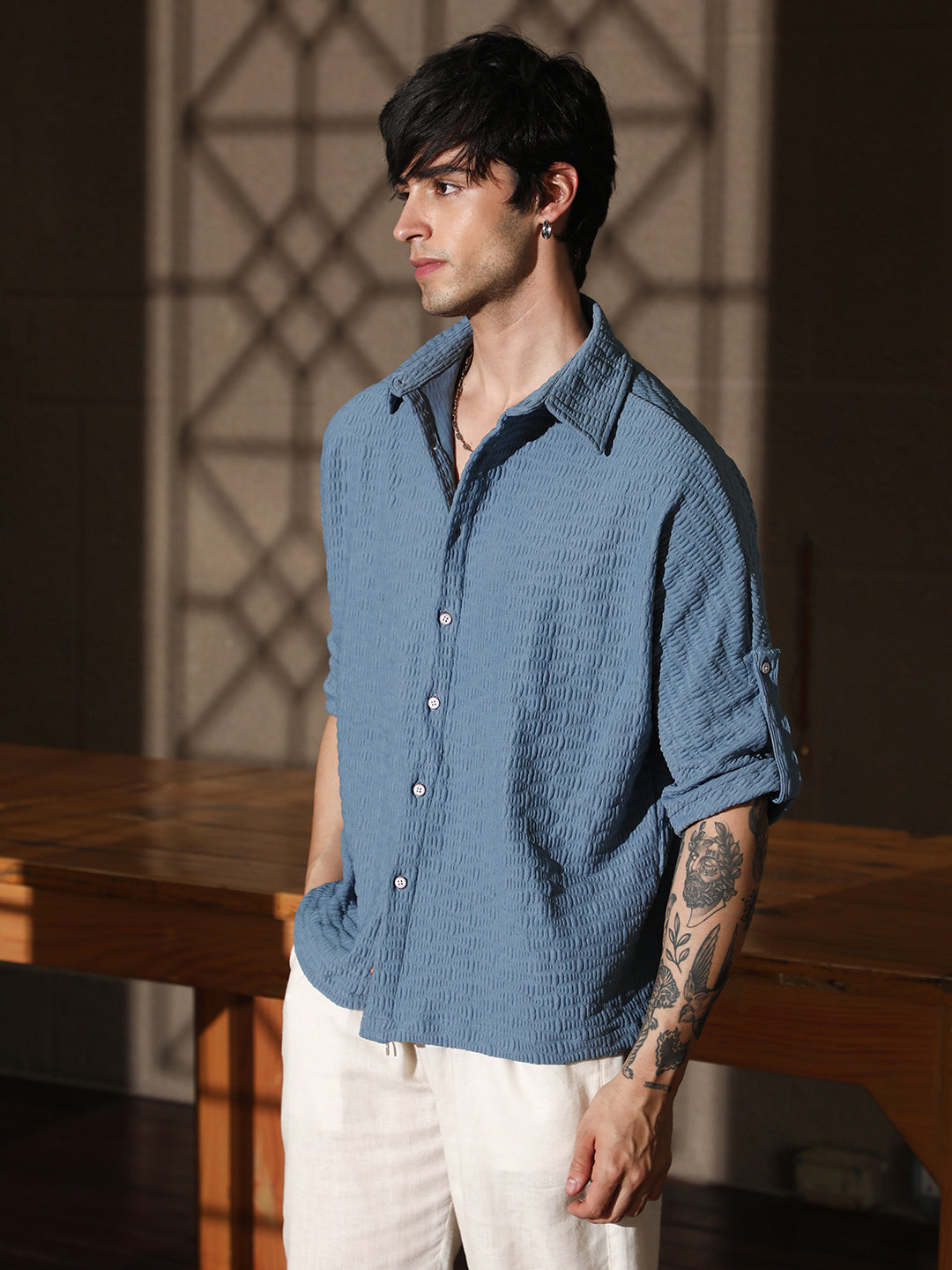 Wave-Tactile Relaxed Shirt