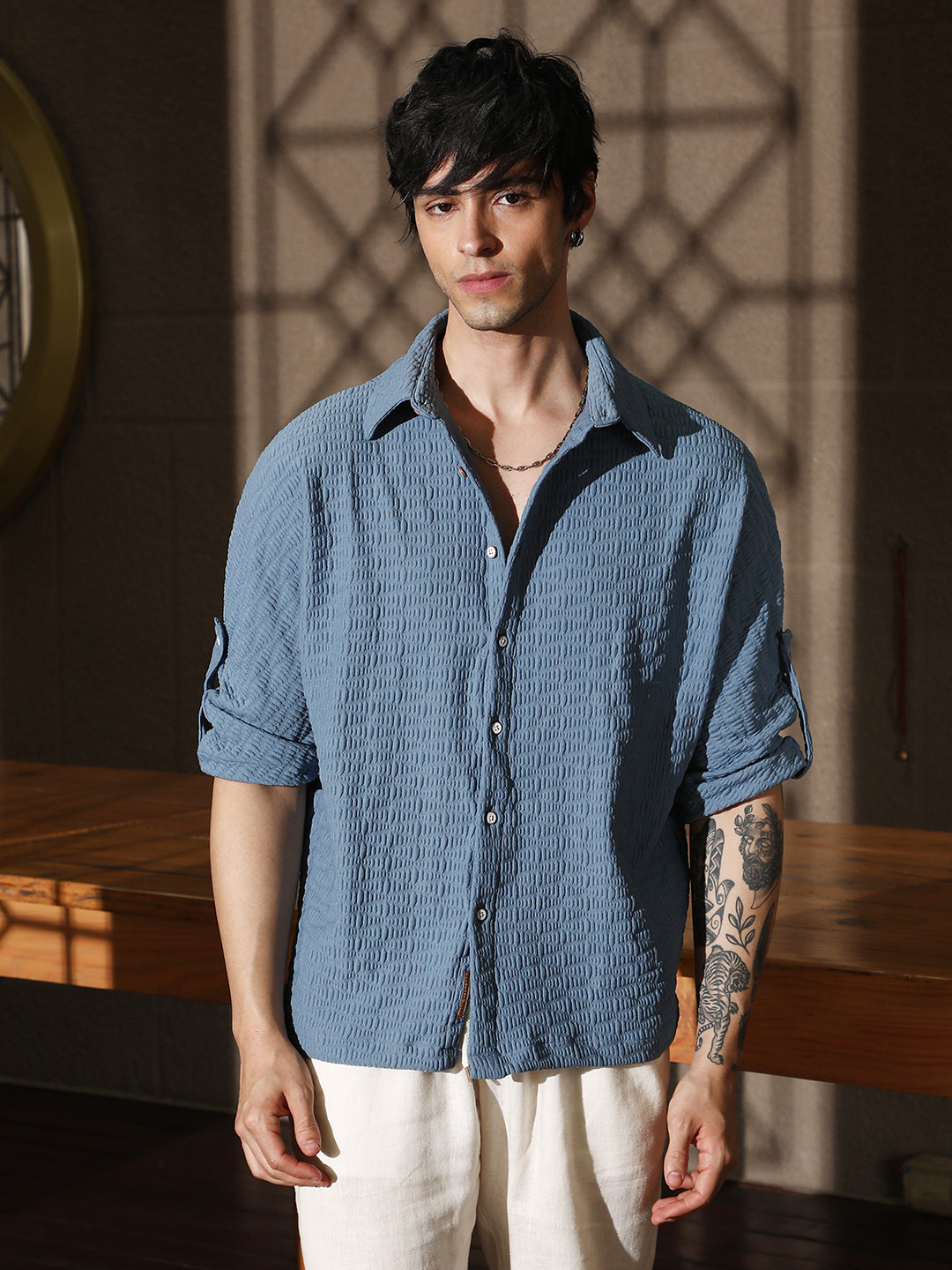 Wave-Tactile Relaxed Shirt