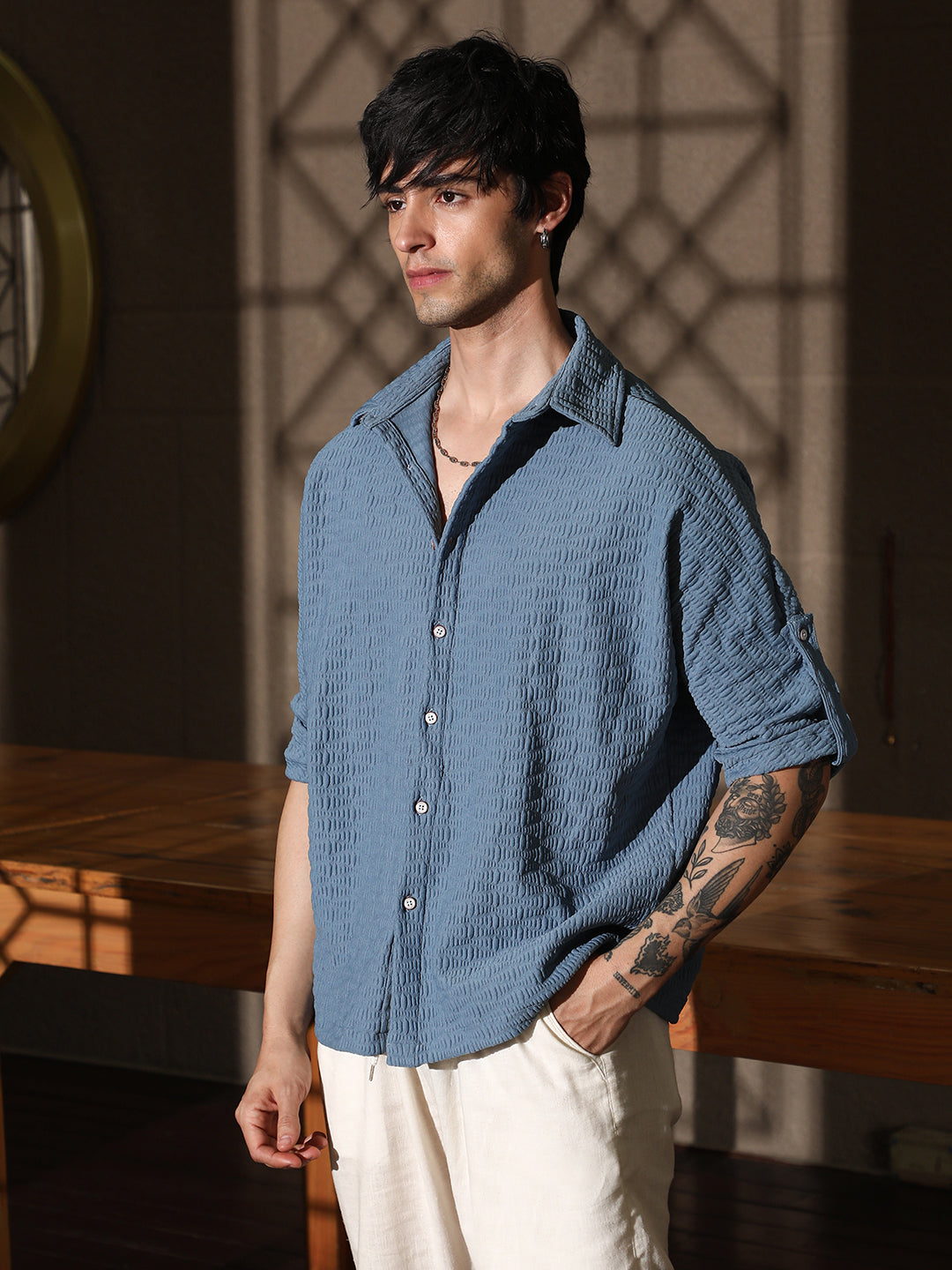 Wave-Tactile Relaxed Shirt