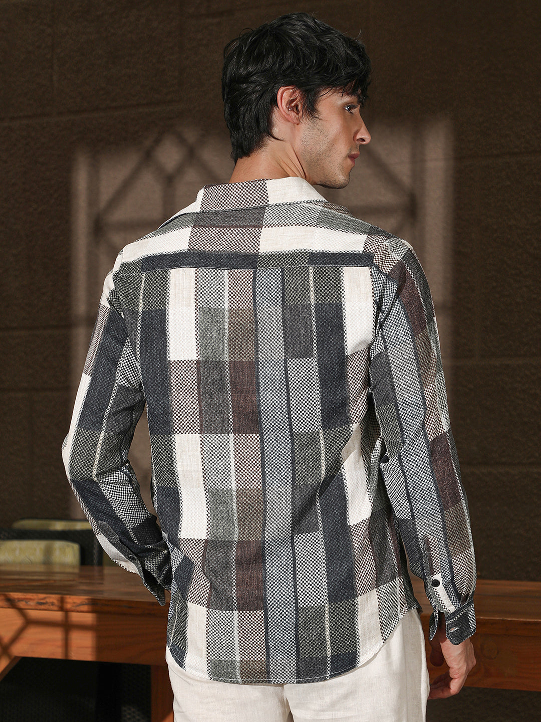 Woven-Block Oversized Shirt