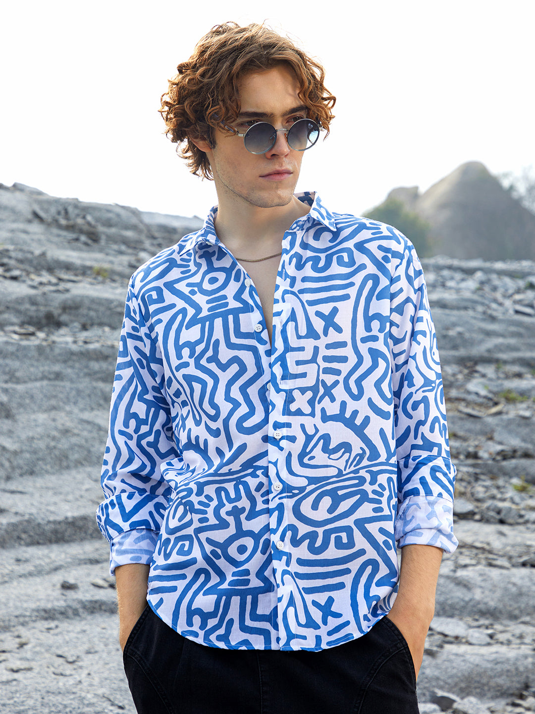 Contrast Graffiti Shirt