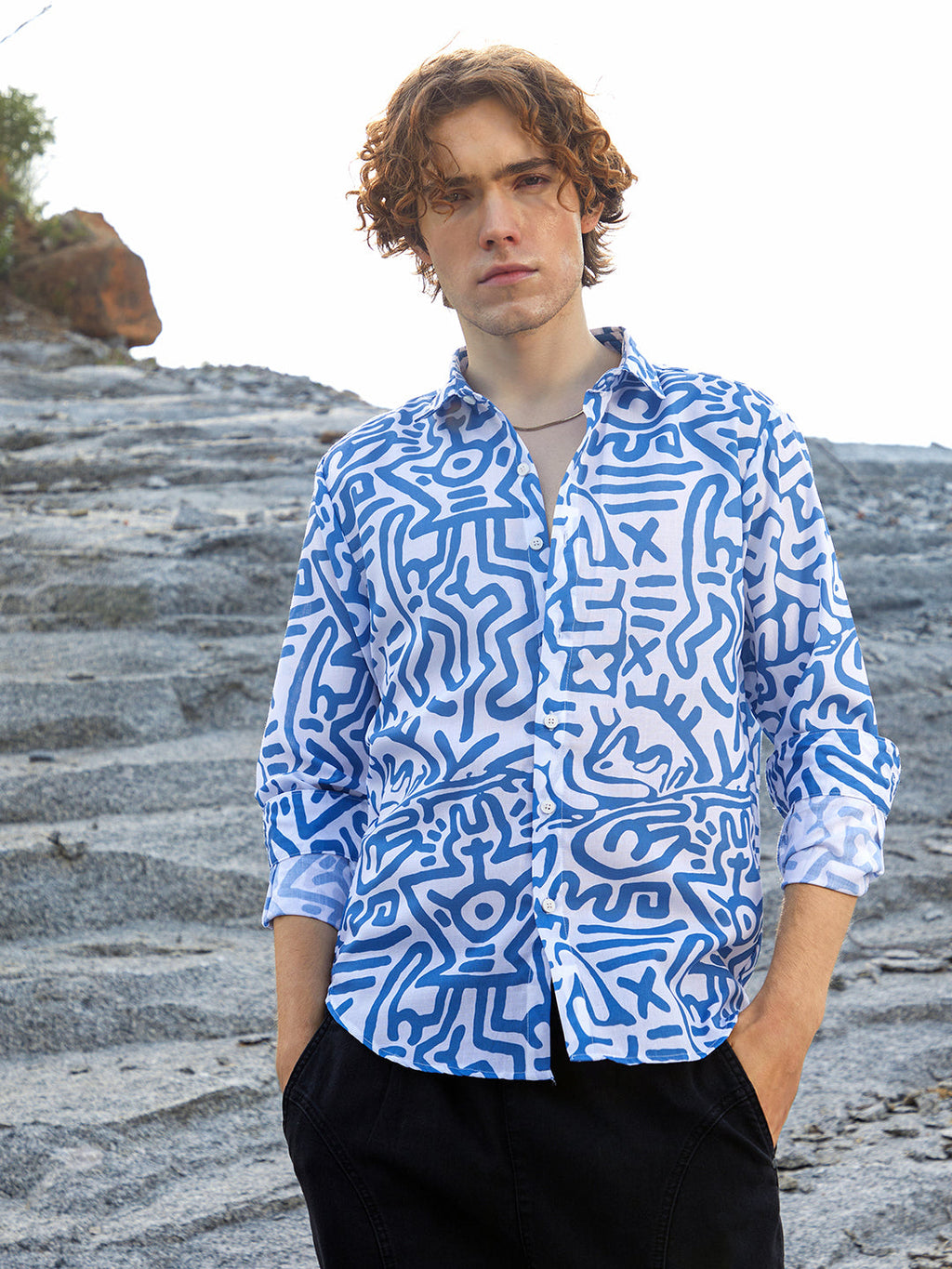 Contrast Graffiti Shirt