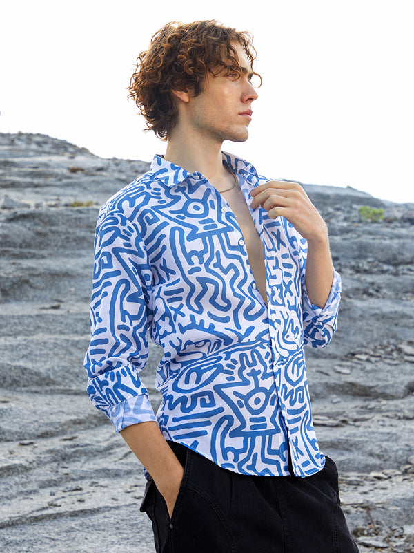 Contrast Graffiti Shirt