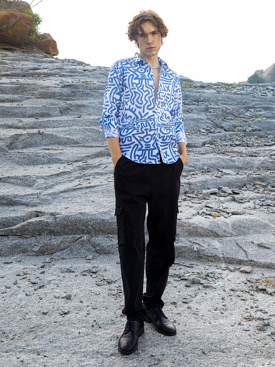 Contrast Graffiti Shirt