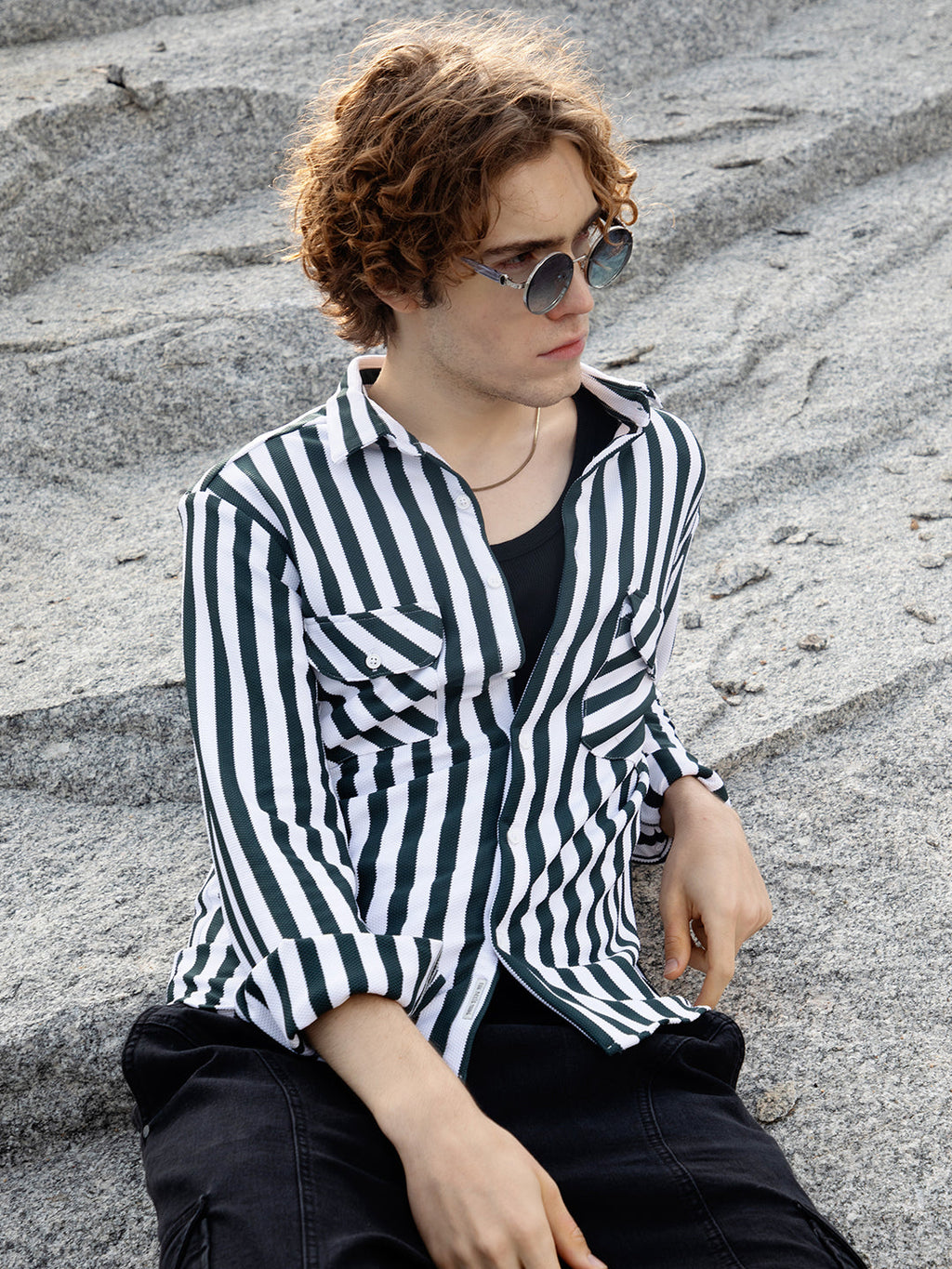 Nautical-Stripe Utility Shirt