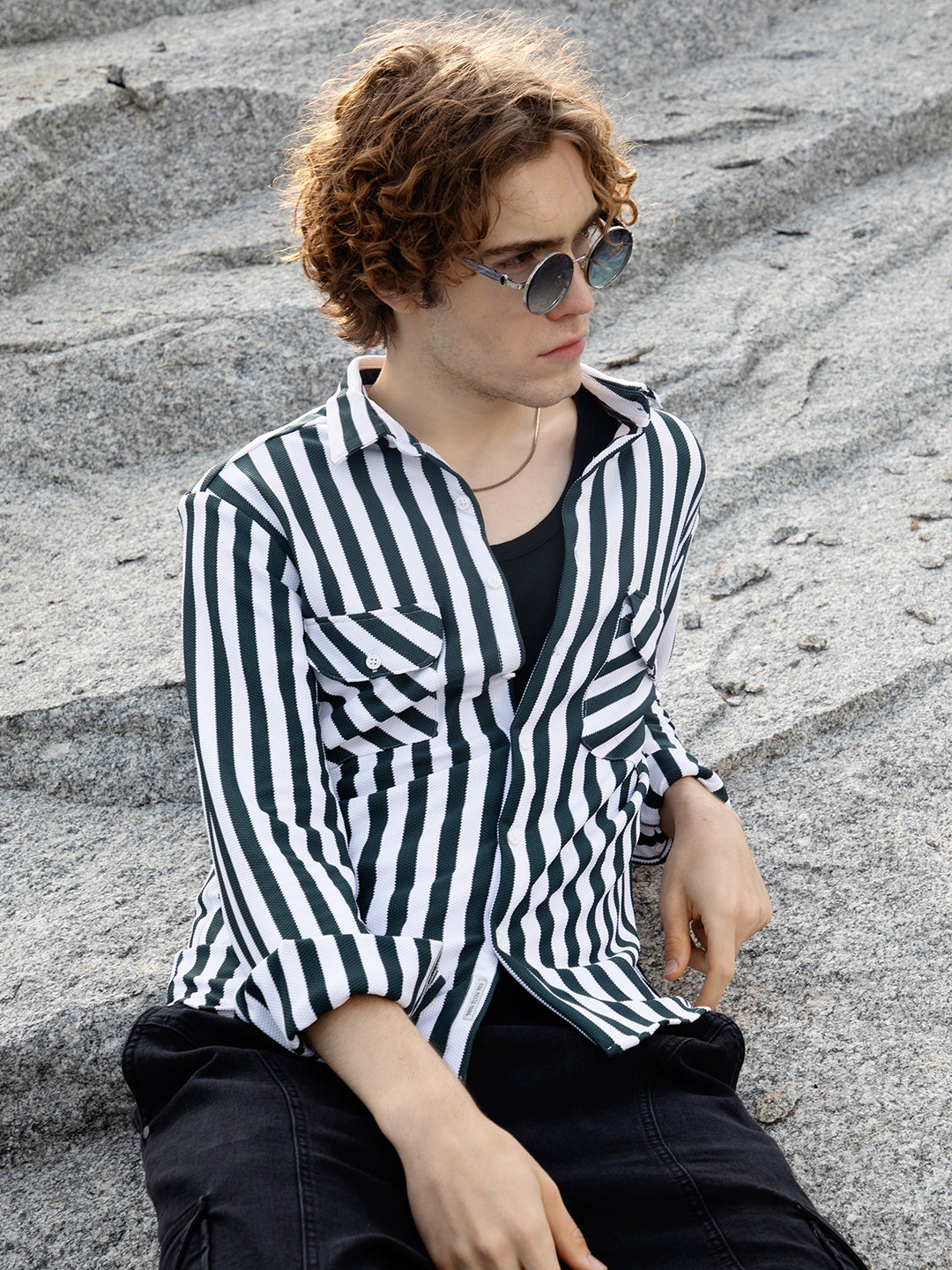 Nautical-Stripe Utility Shirt