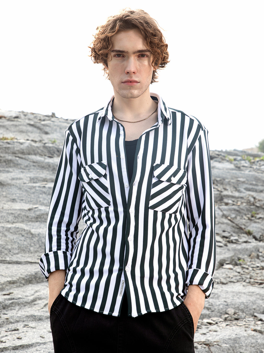 Nautical-Stripe Utility Shirt