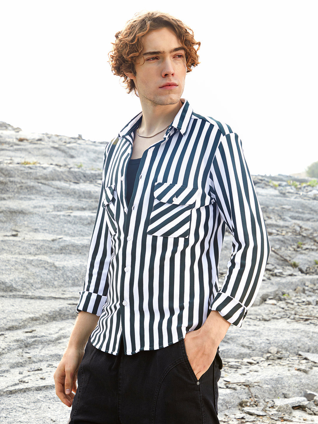 Nautical-Stripe Utility Shirt