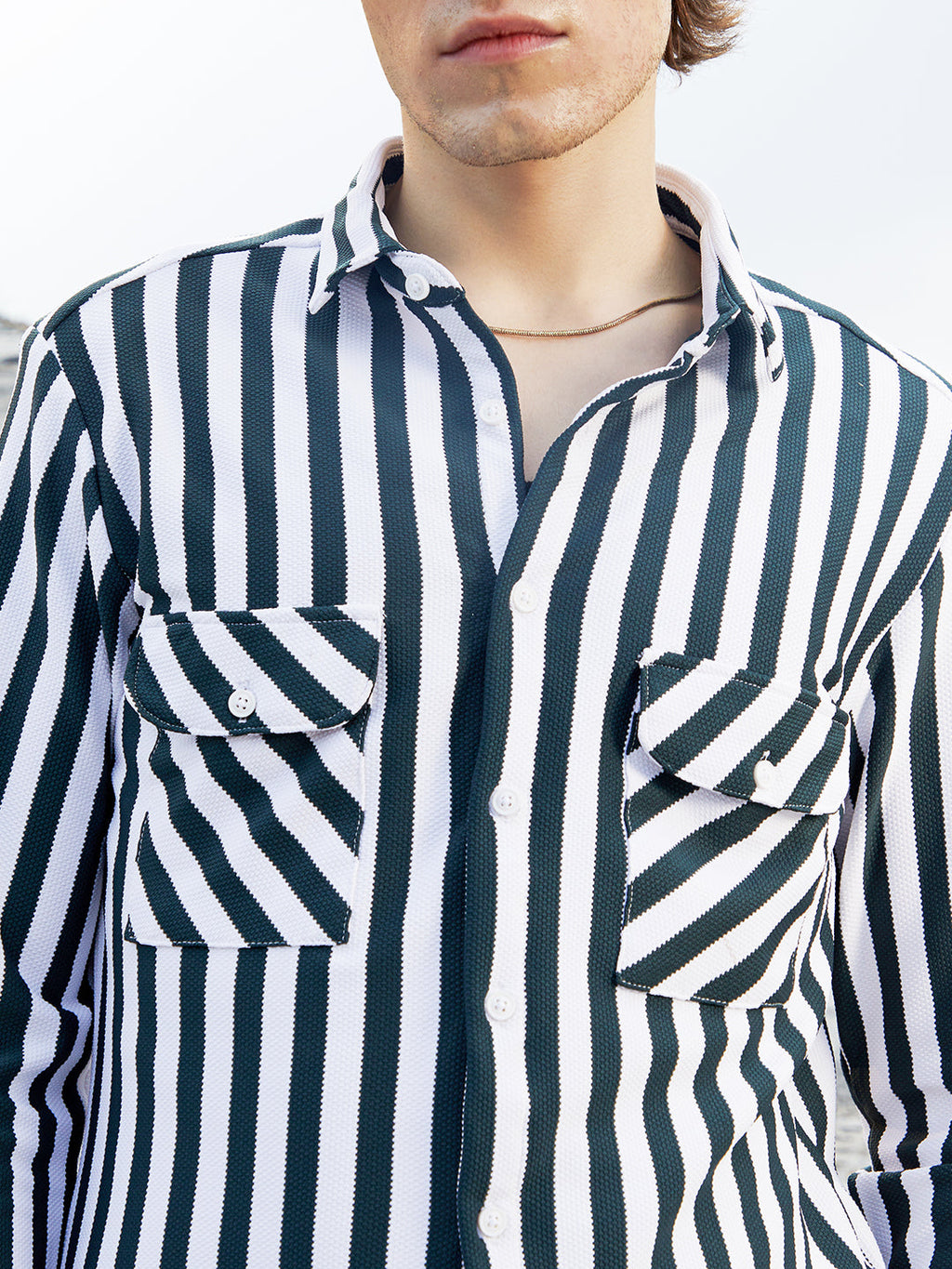 Nautical-Stripe Utility Shirt