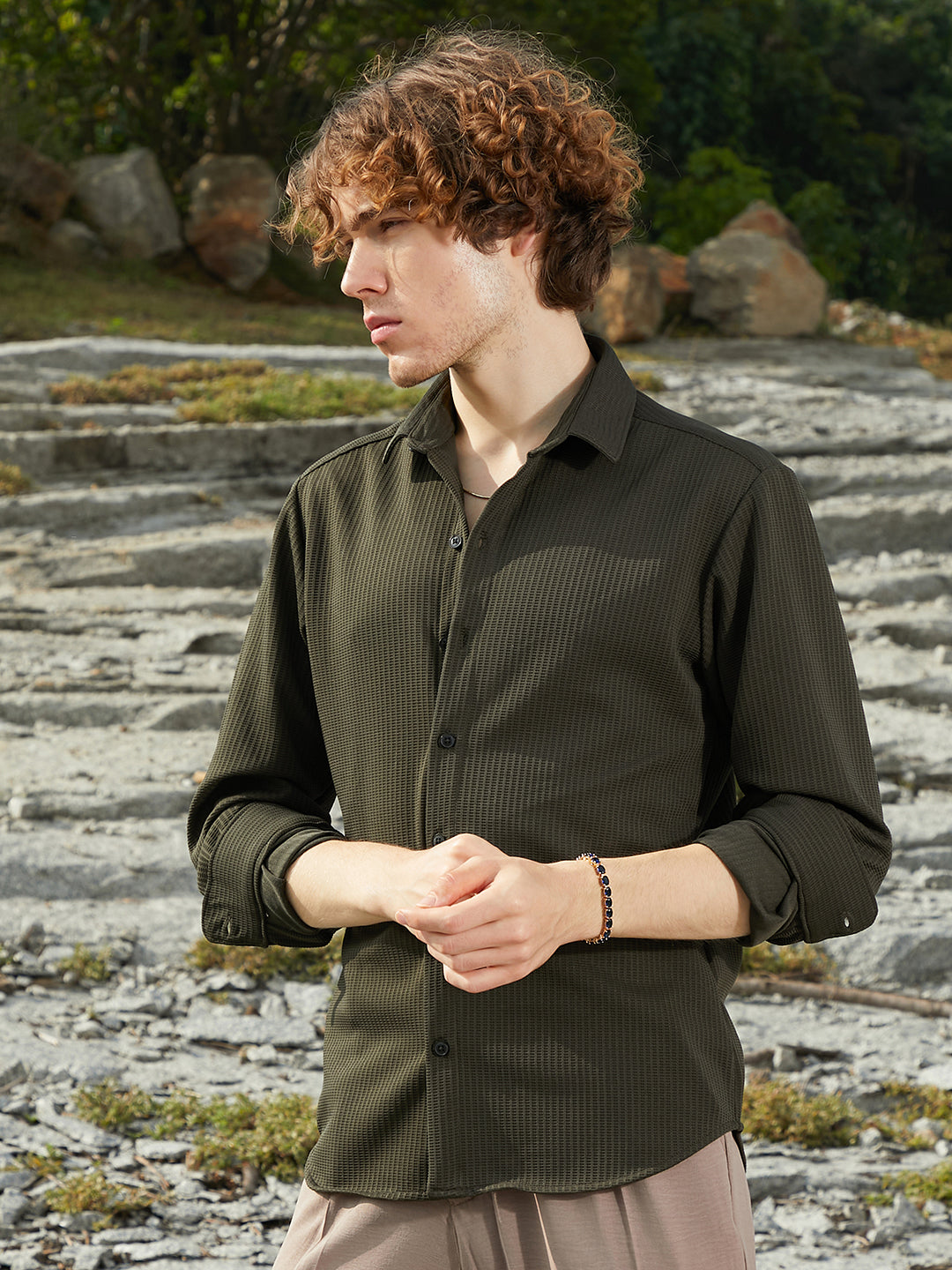 Ribbed-Woven Shirt