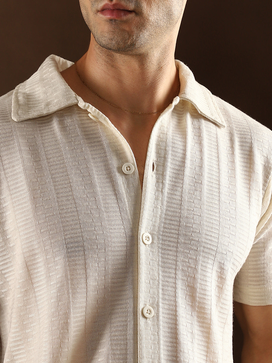 Dash-Ribbed Knit Polo Shirt
