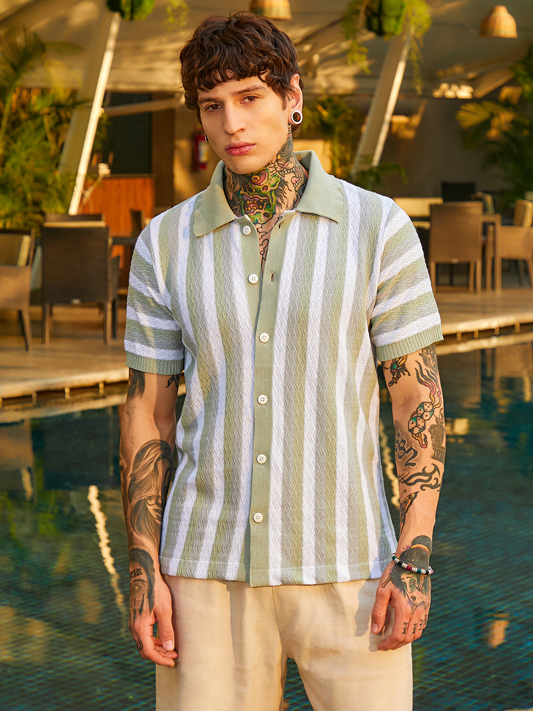 Panel-Knit Polo Shirt