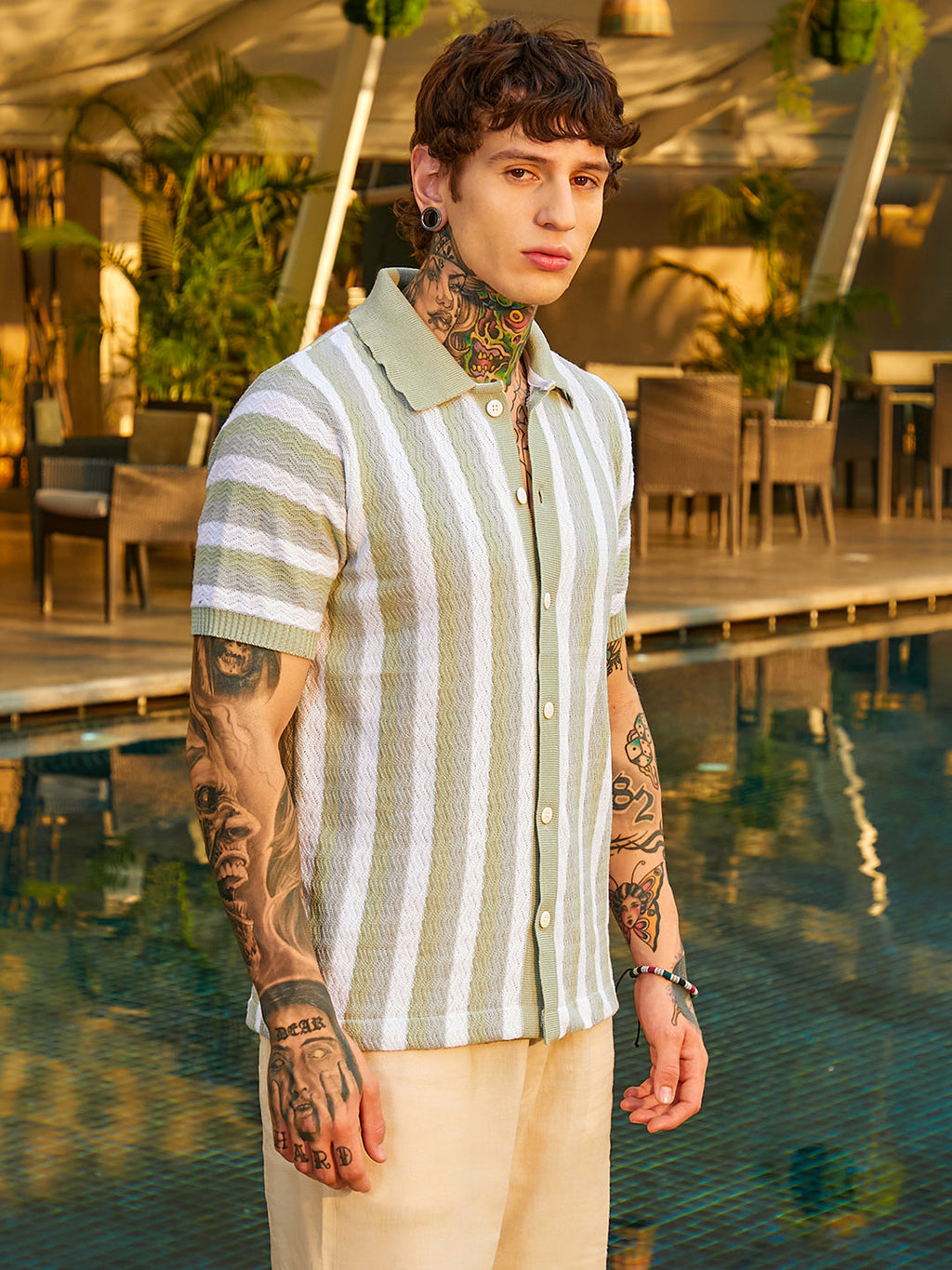 Panel-Knit Polo Shirt