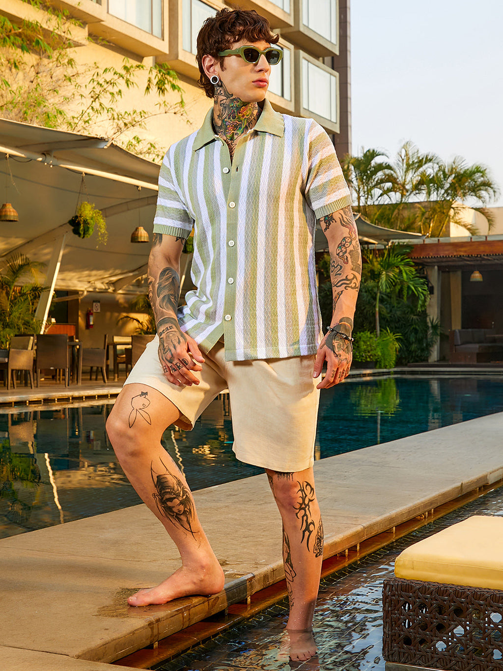 Panel-Knit Polo Shirt