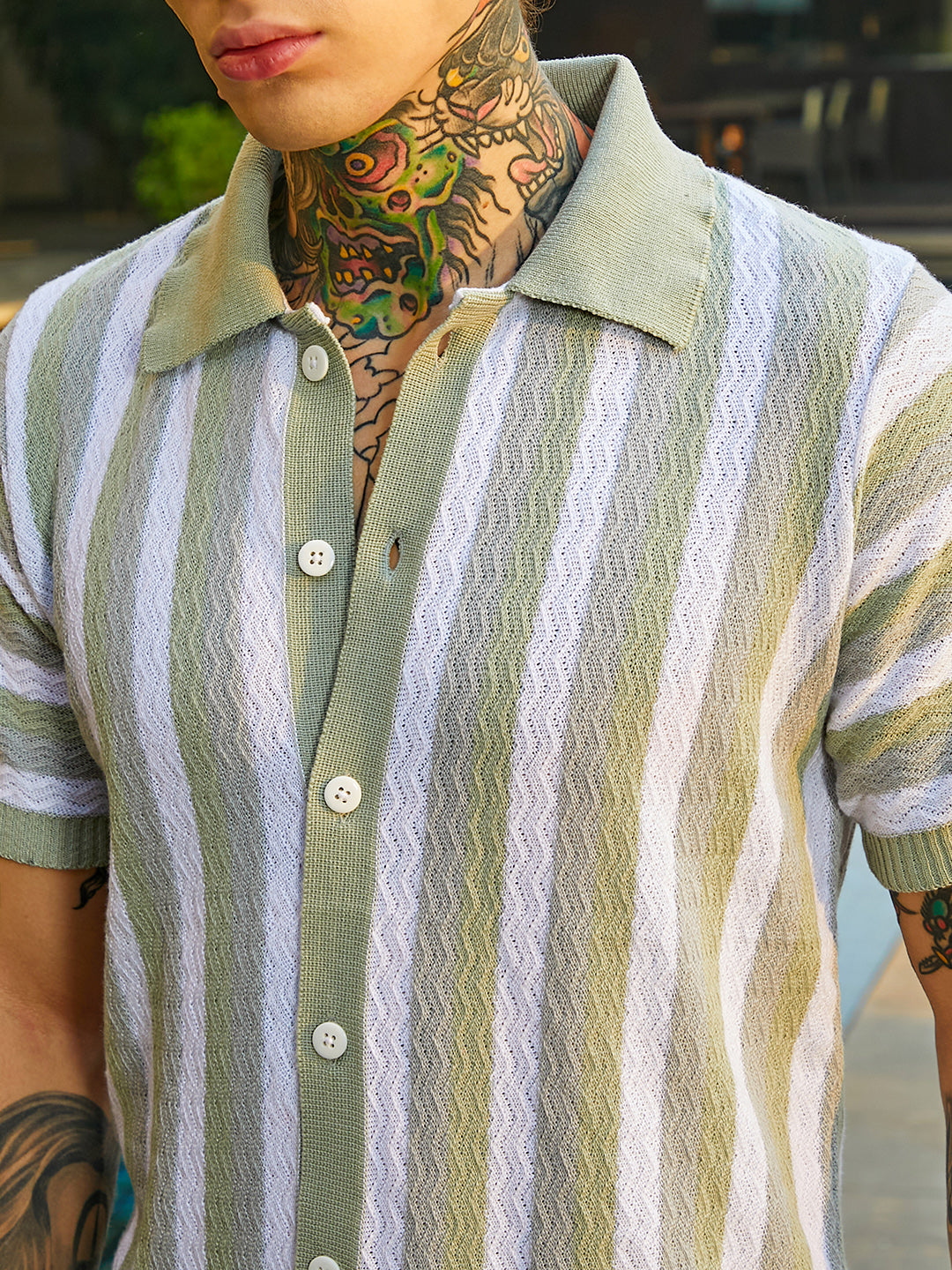 Panel-Knit Polo Shirt