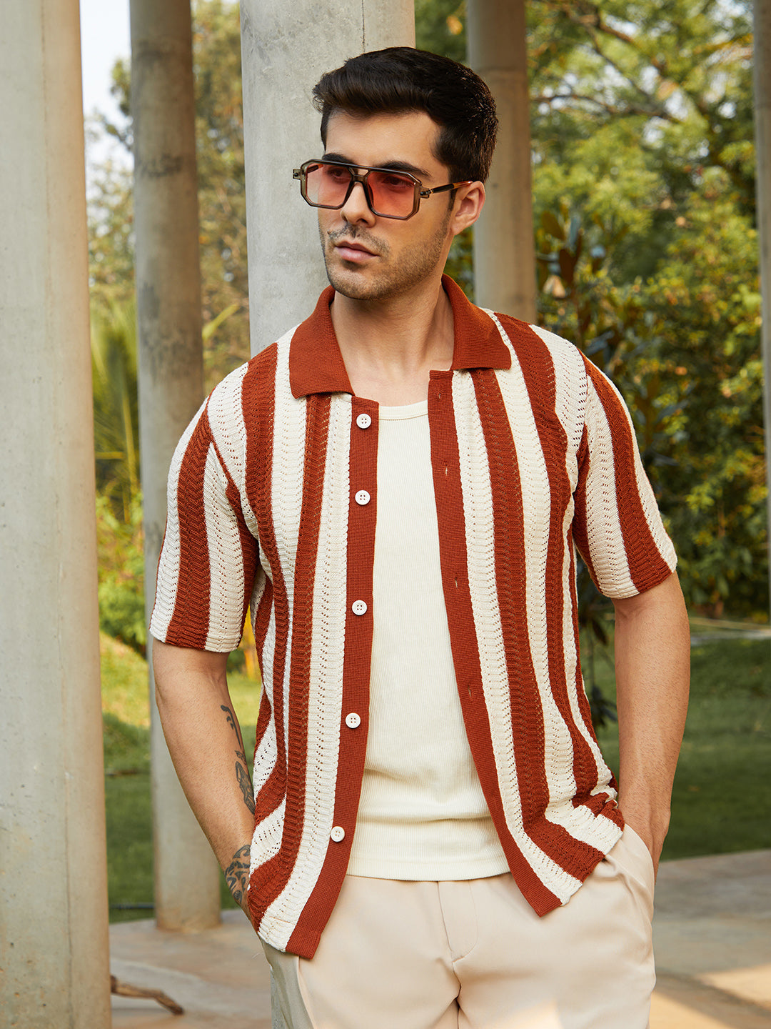 Panel-Knit Polo Shirt