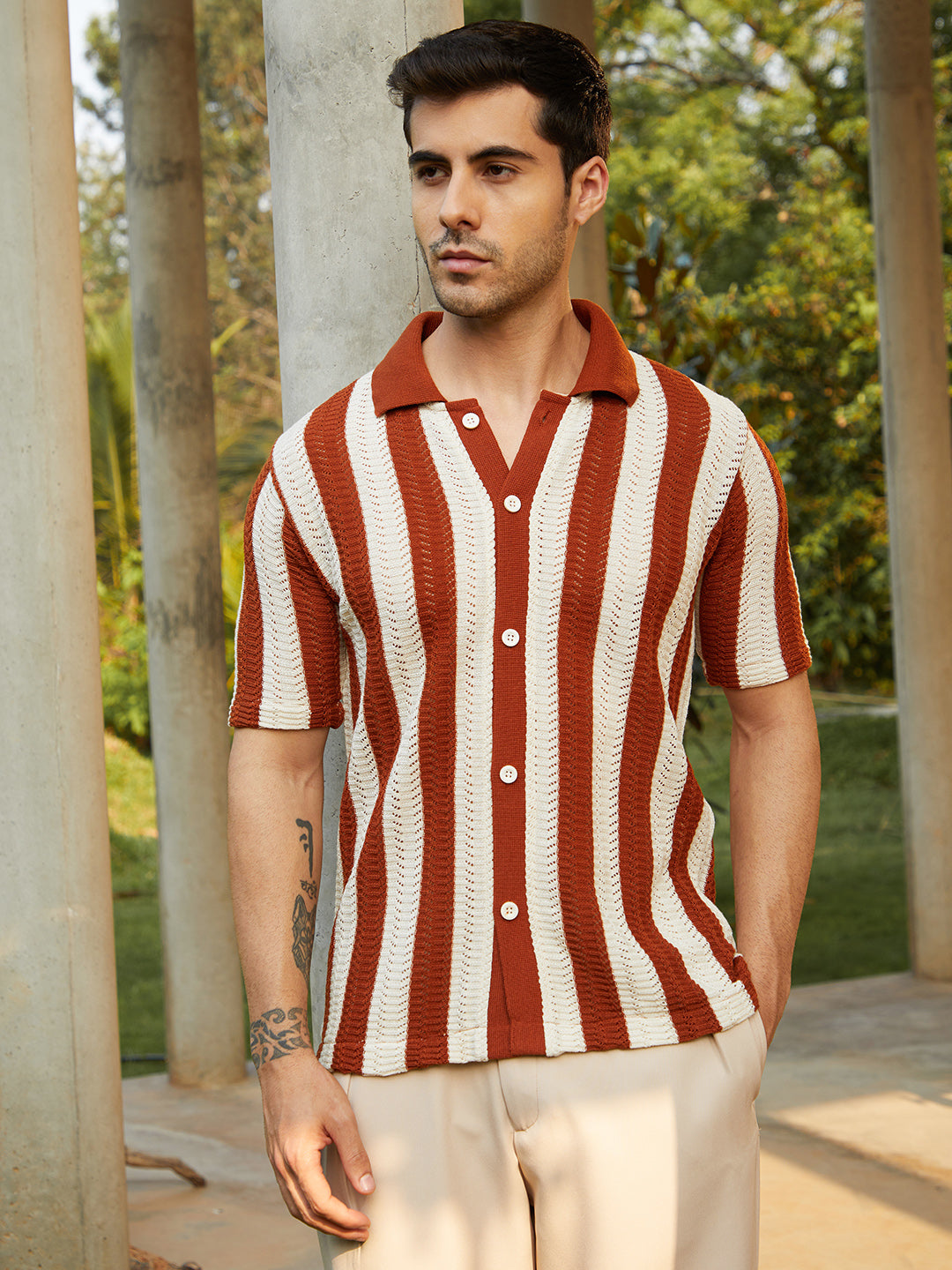 Panel-Knit Polo Shirt