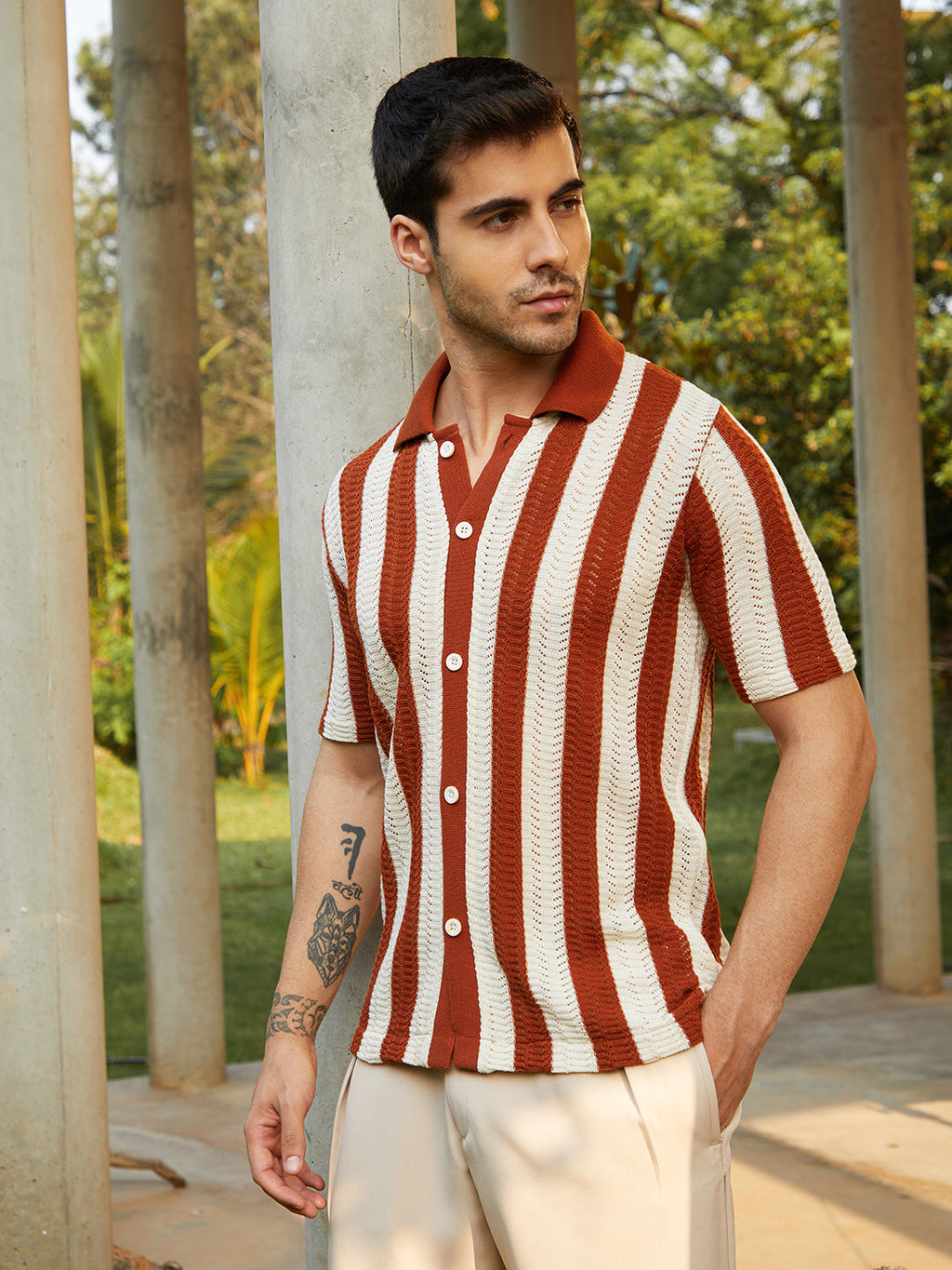 Panel-Knit Polo Shirt