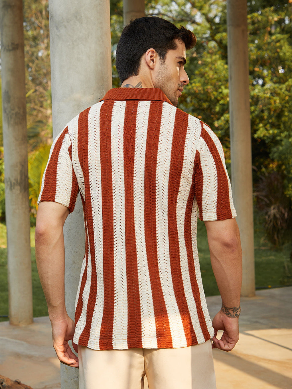 Panel-Knit Polo Shirt