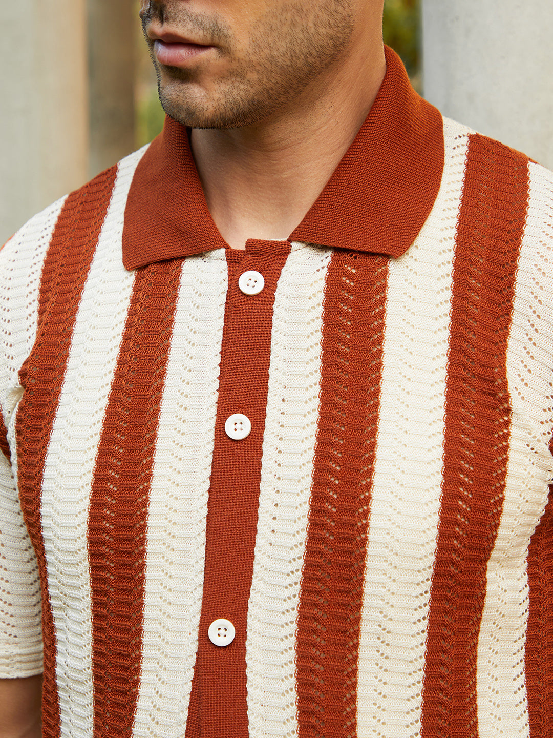 Panel-Knit Polo Shirt
