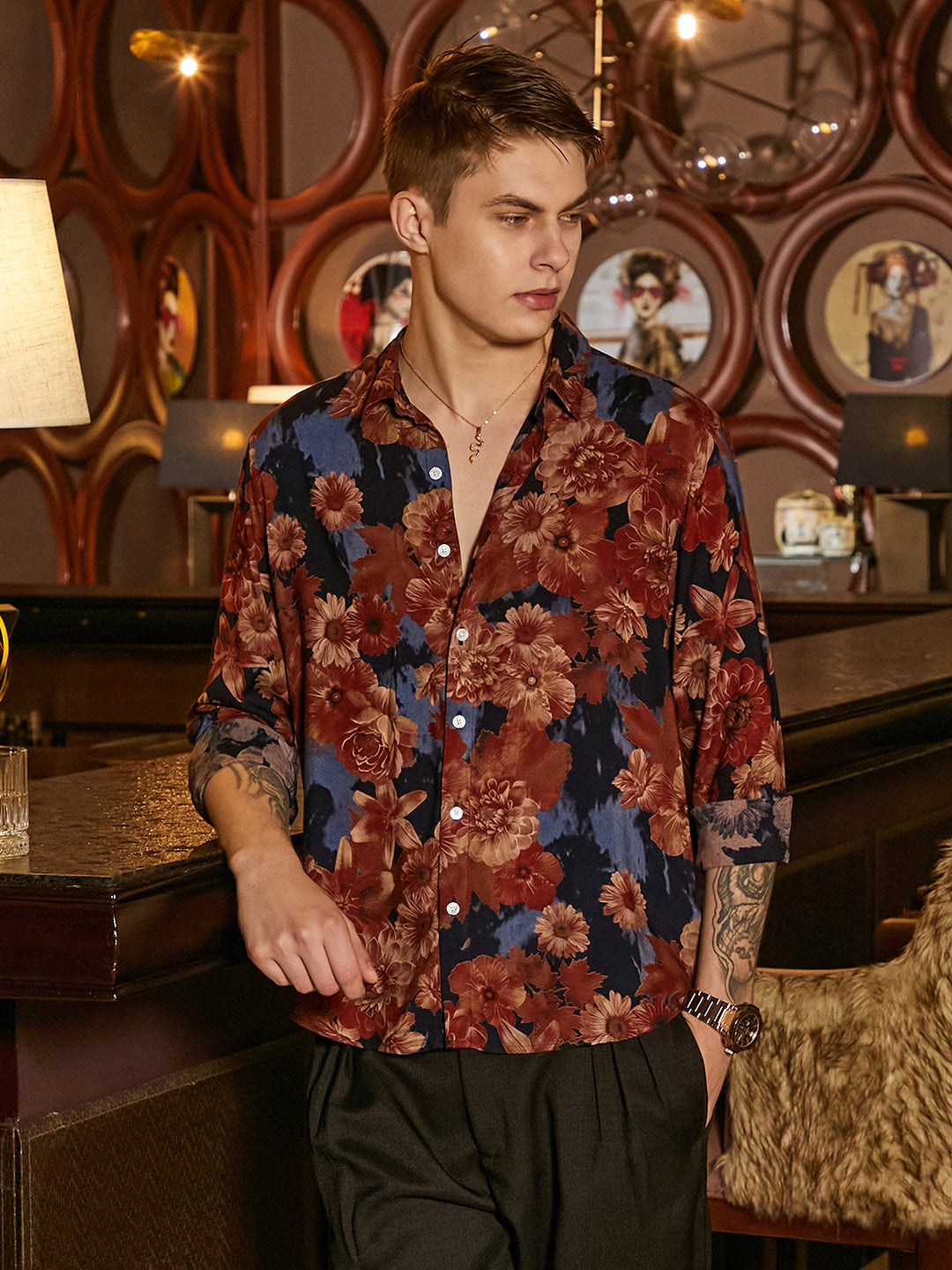 Floral Overlap Shirt