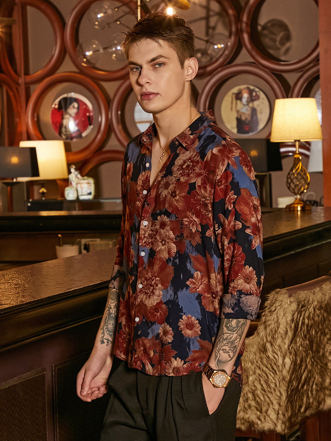 Floral Overlap Shirt