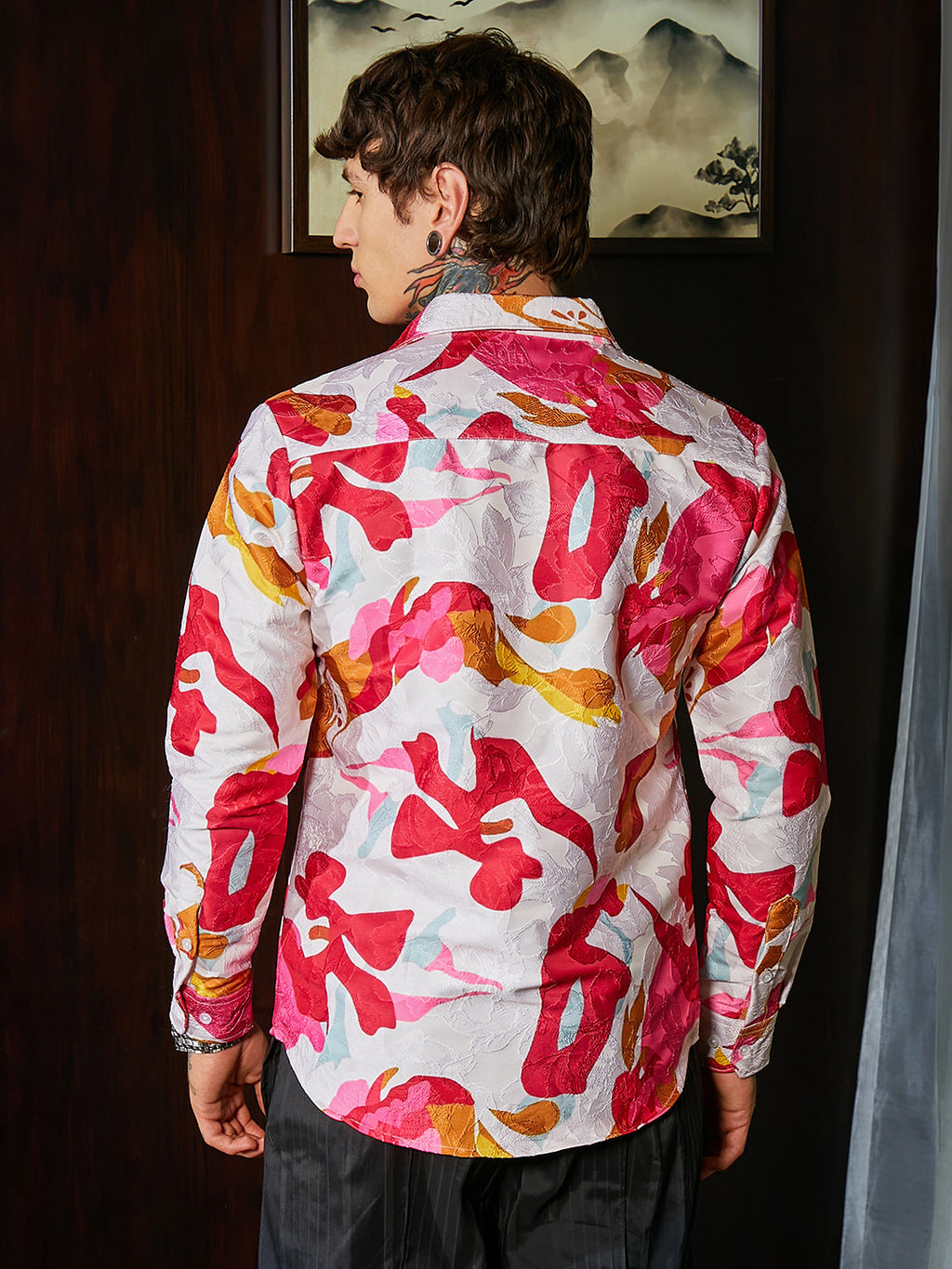 Floral-Tactile Relaxed Shirt