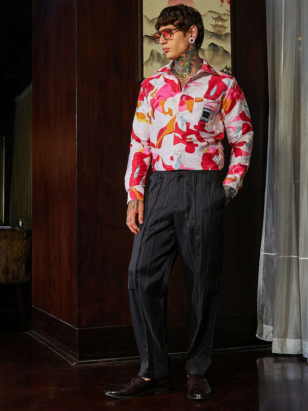 Floral-Tactile Relaxed Shirt