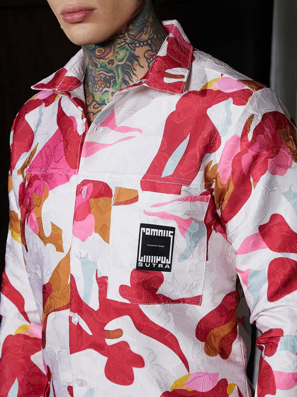 Floral-Tactile Relaxed Shirt