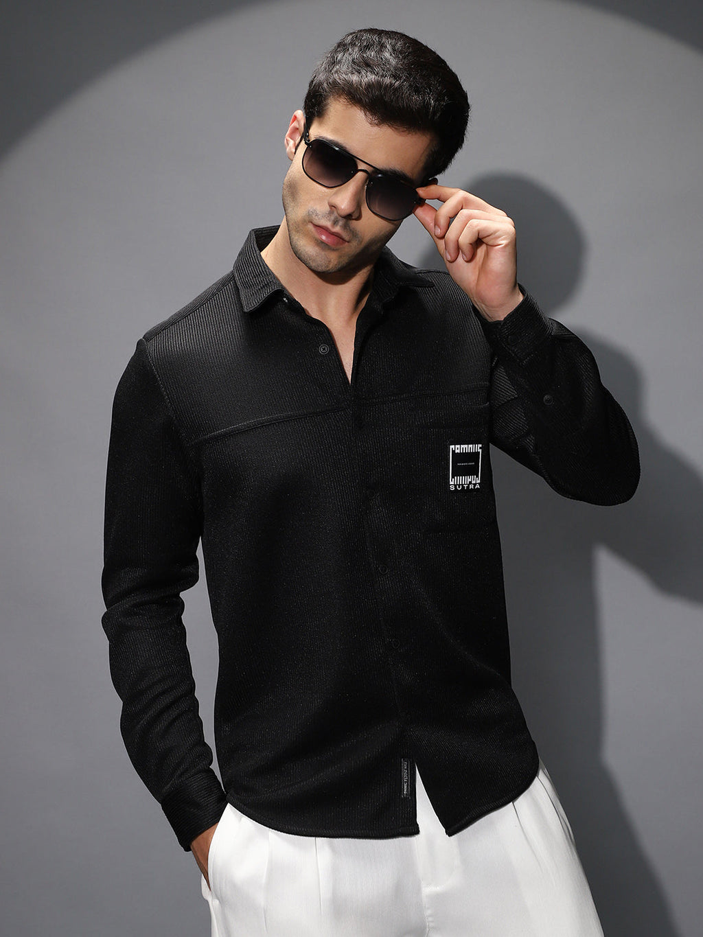 Ribbed-Knit Utility Shirt