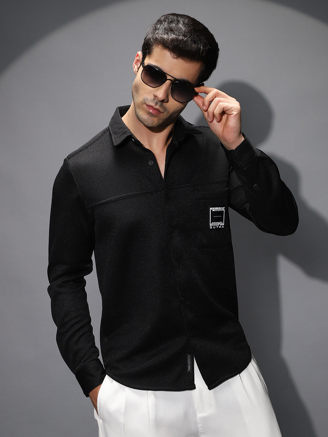 Ribbed-Knit Utility Shirt