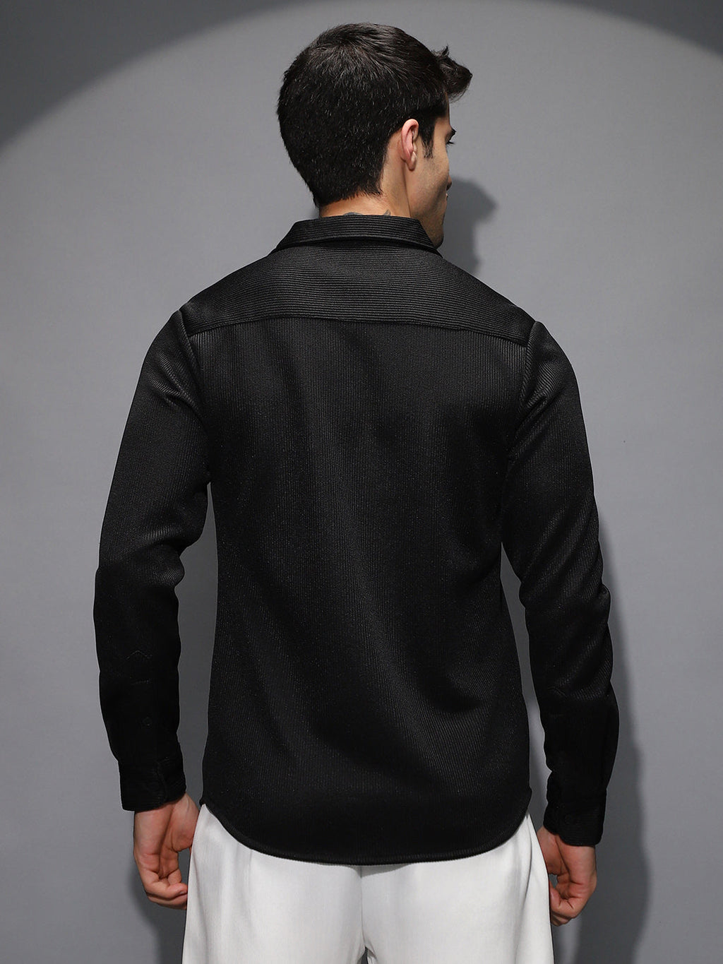 Ribbed-Knit Utility Shirt