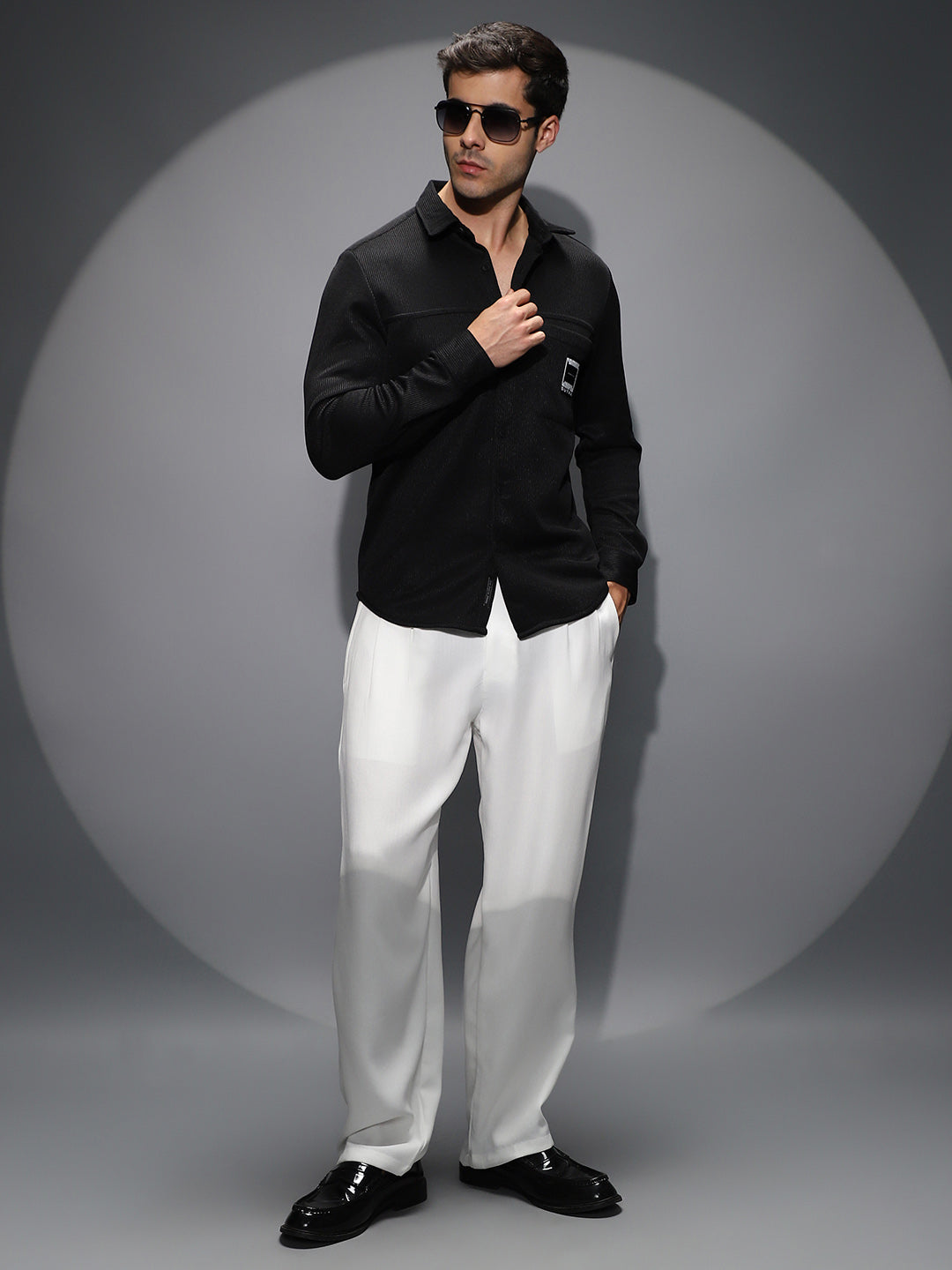 Ribbed-Knit Utility Shirt