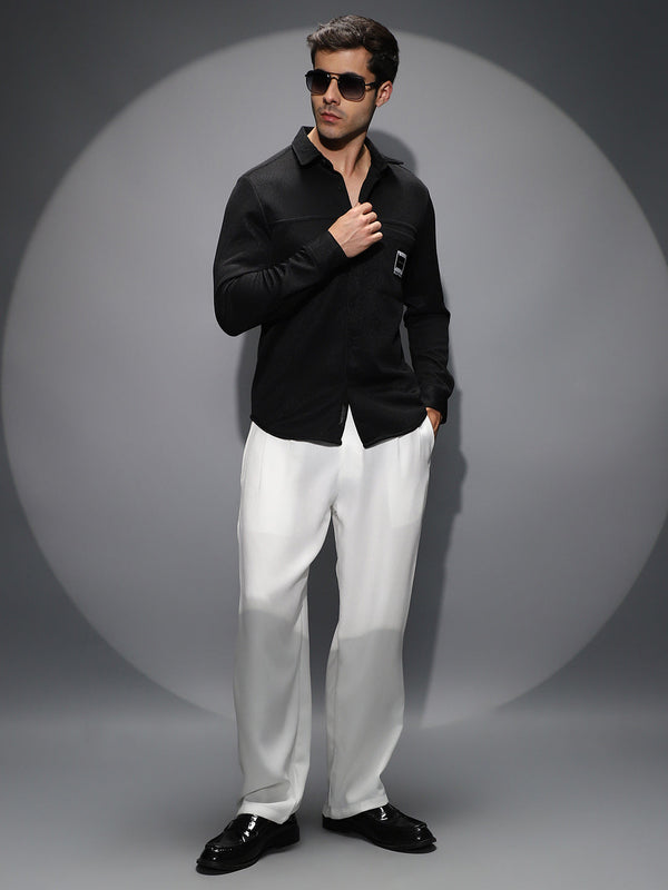 Ribbed-Knit Utility Shirt