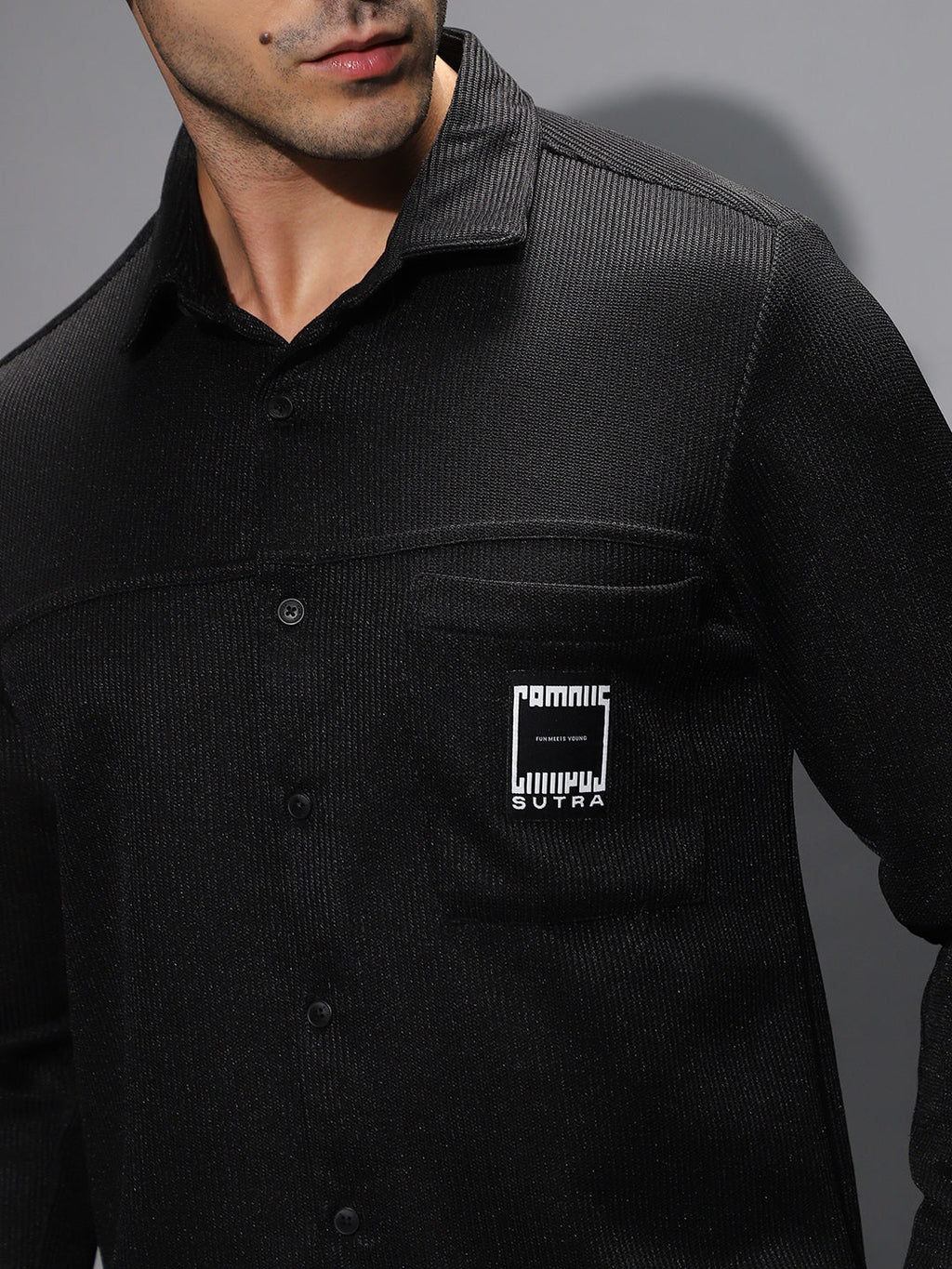 Ribbed-Knit Utility Shirt