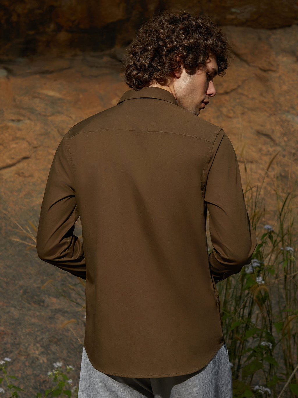 Solid Button-Up Shirt