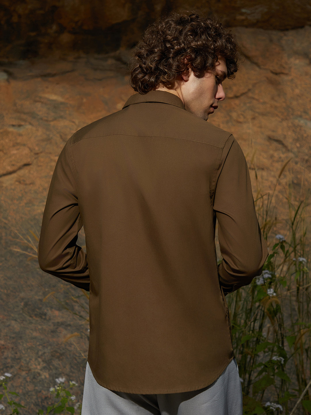 Solid Button-Up Shirt