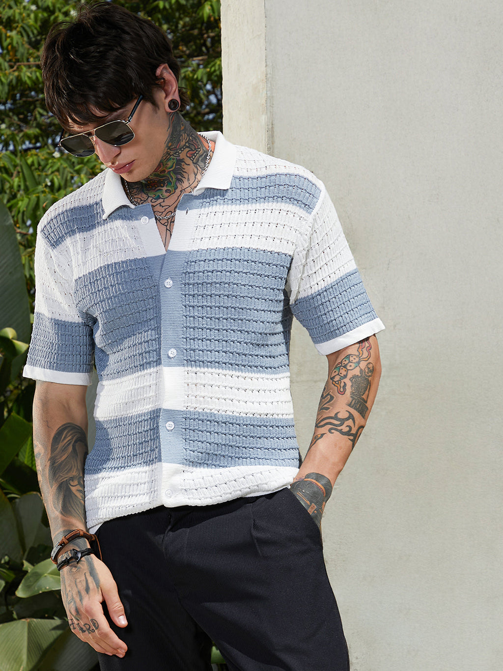 Panel-Knit Relaxed Shirt