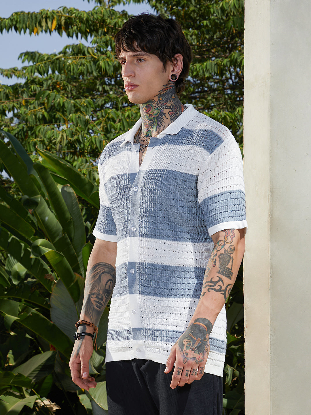 Panel-Knit Relaxed Shirt