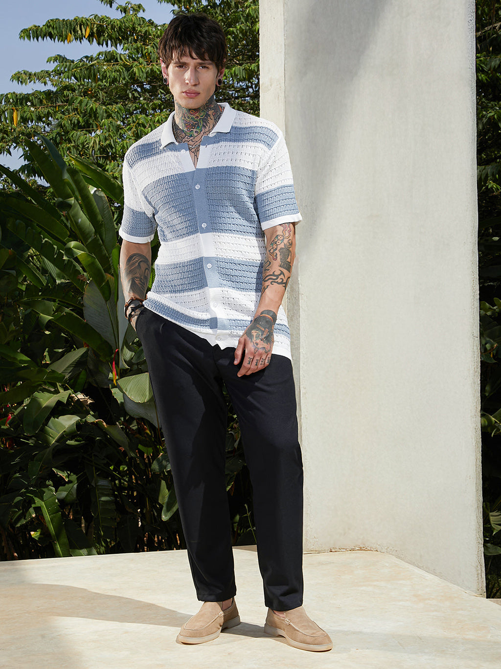 Panel-Knit Relaxed Shirt