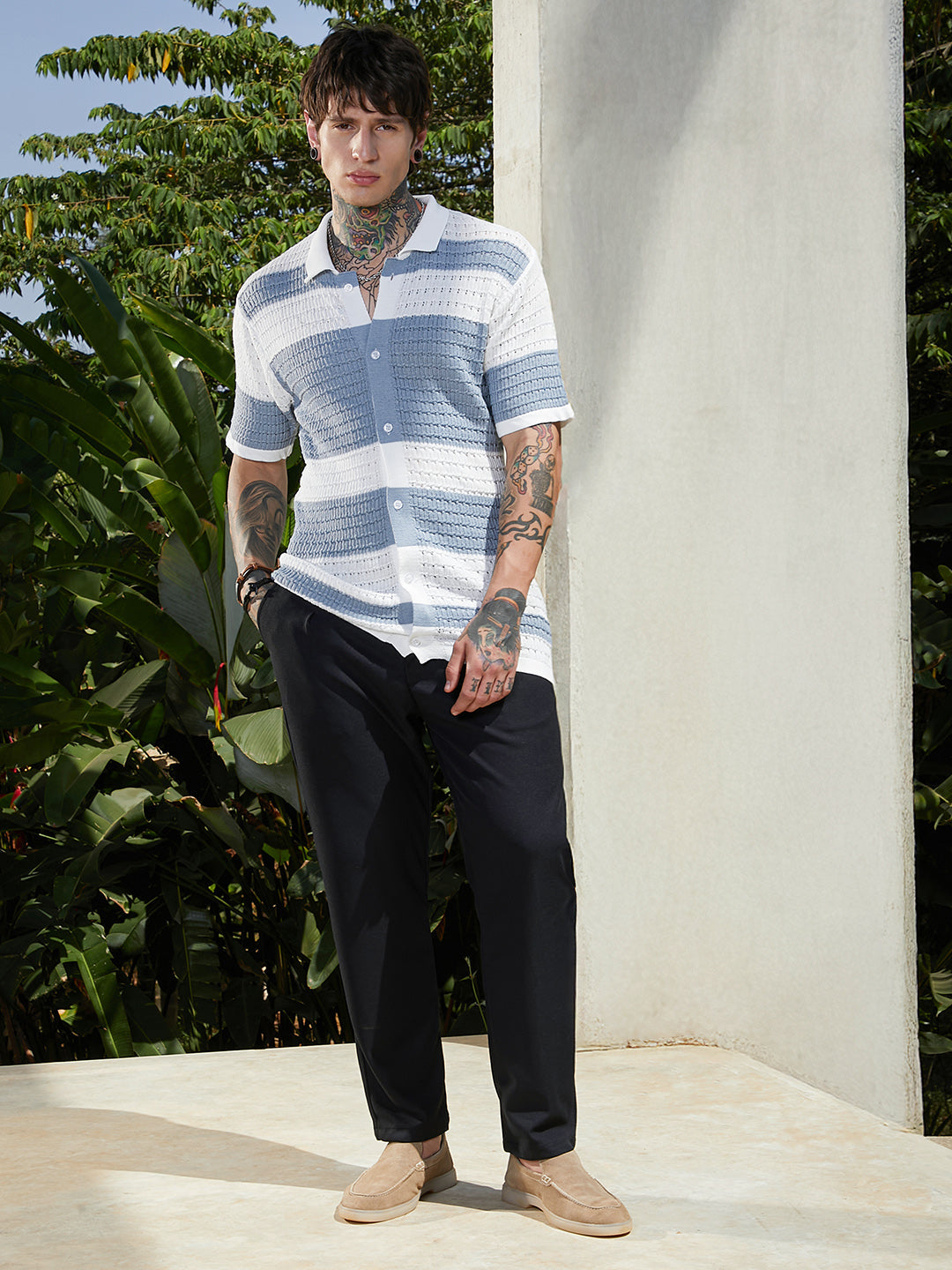 Panel-Knit Relaxed Shirt