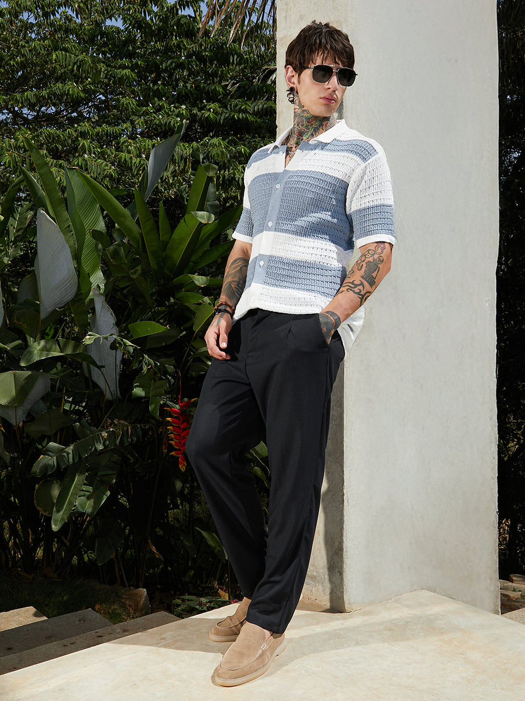 Panel-Knit Relaxed Shirt