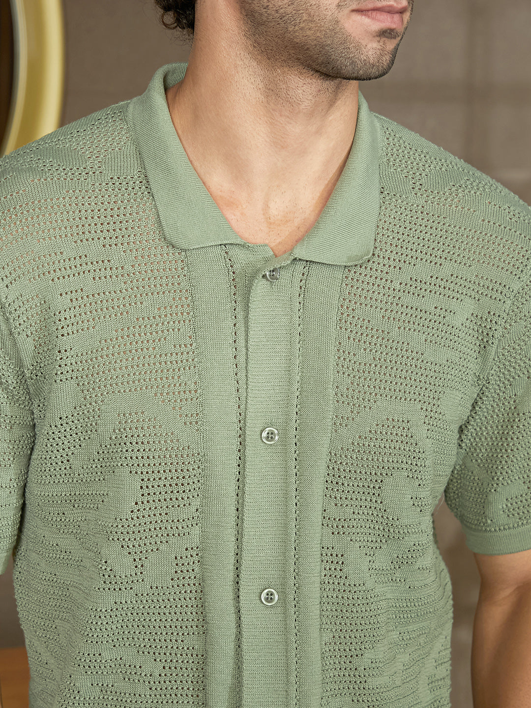 SUGARHILL GIMA KNIT POLO SHIRTS Swirl-Knit Polo Shirt - L