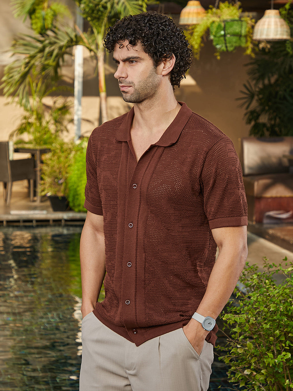 Fluid-Knit Polo Shirt