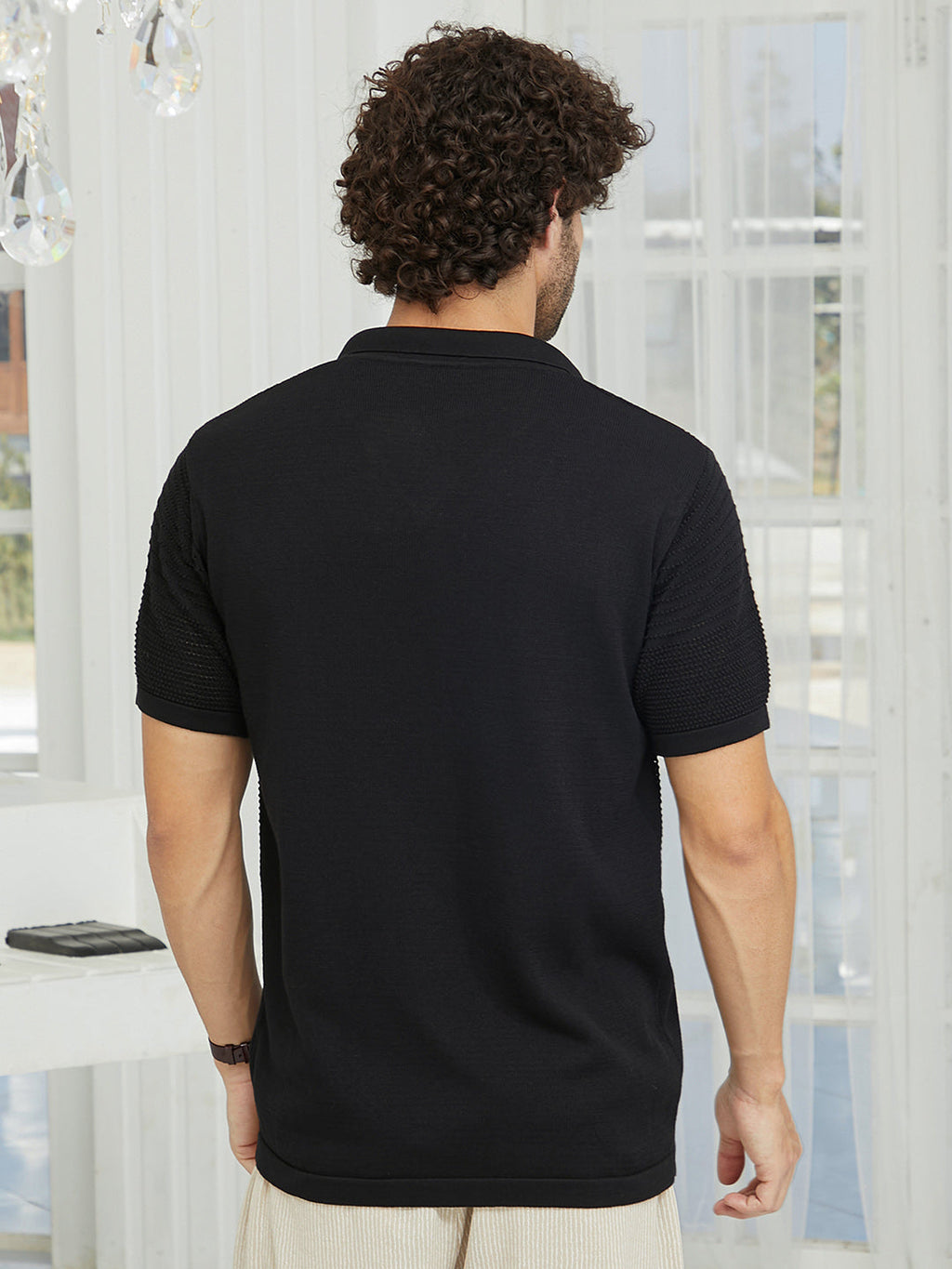 Maxi-Grid Knit Polo Shirt