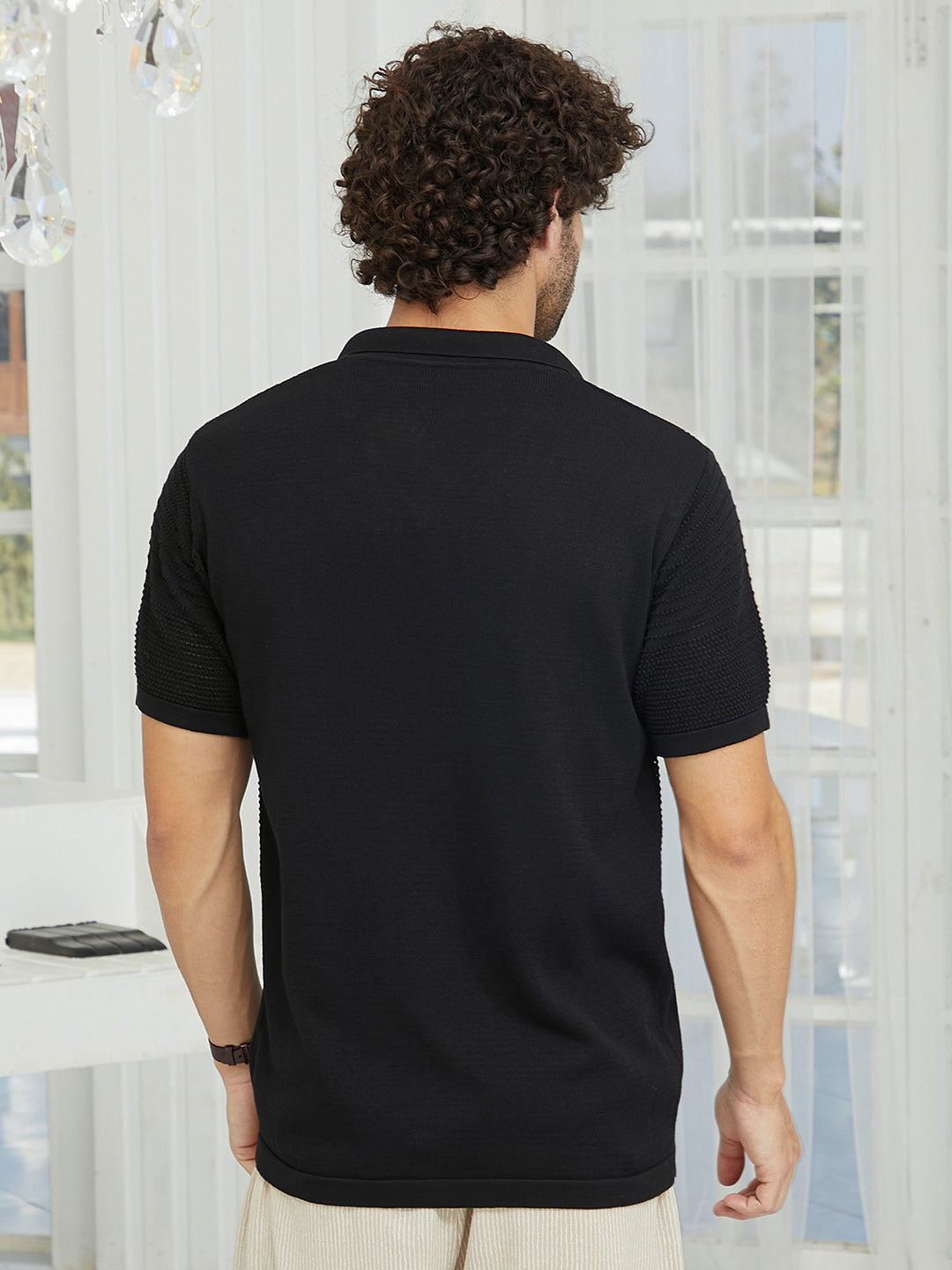 Maxi-Grid Knit Polo Shirt