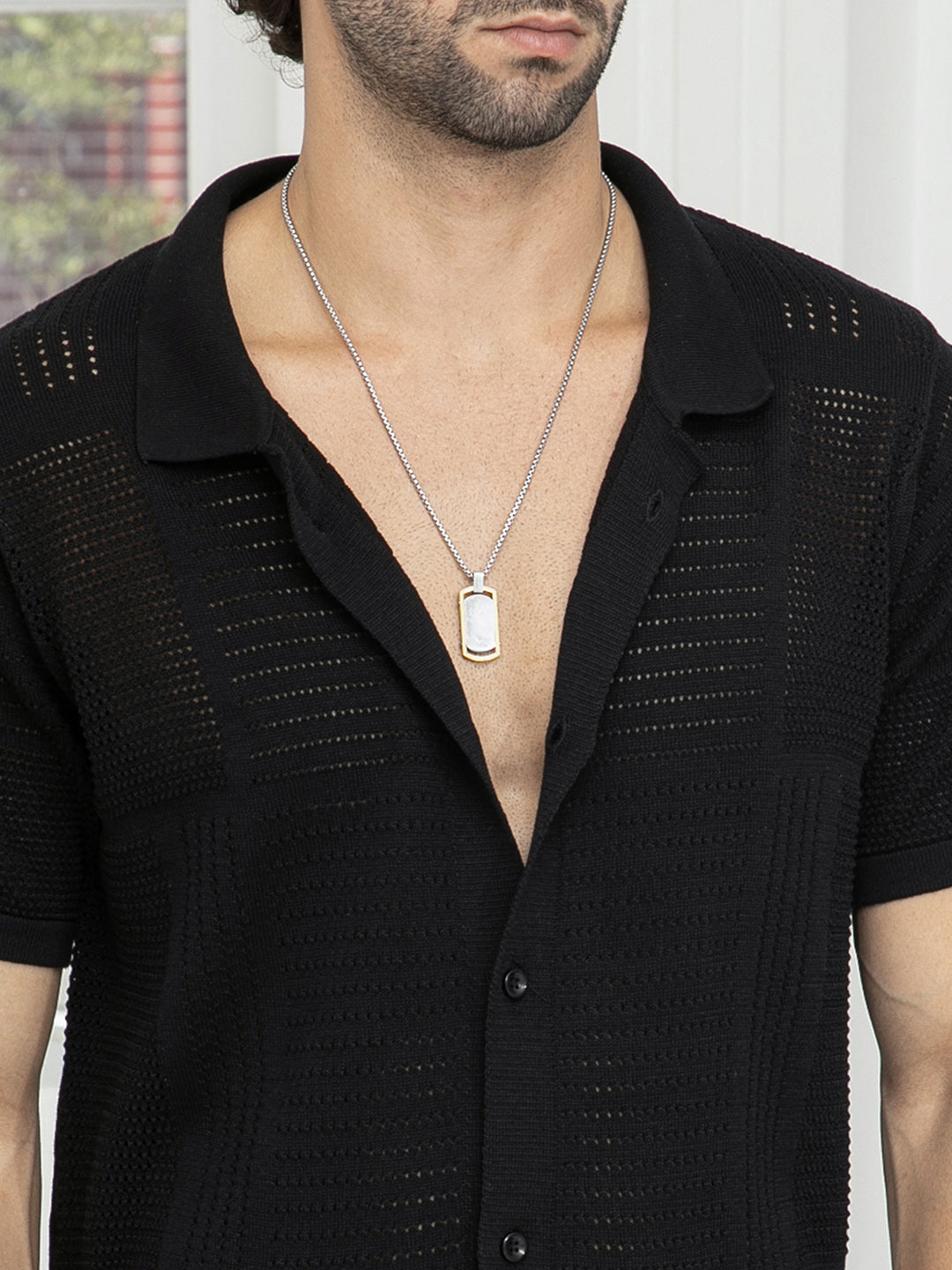 Maxi-Grid Knit Polo Shirt