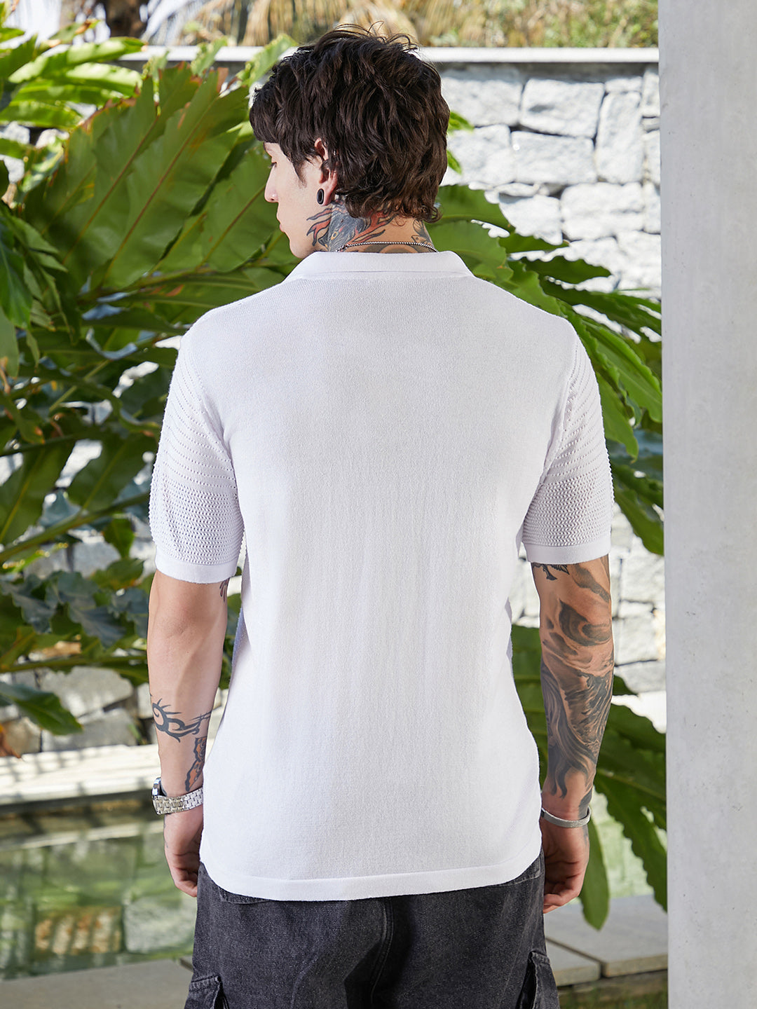 Grid Open-Knit Shirt